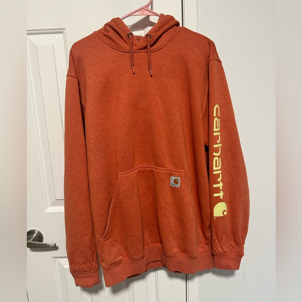 Carhartt Men's Rust Hoodie with Logo Sleeve